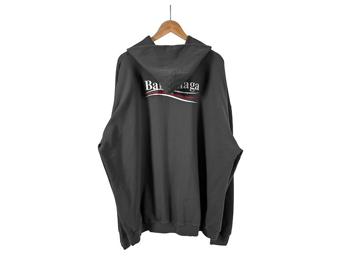 Balenciaga Distressed Political Large Fit Hoodie Grau Braun - Ansicht 5