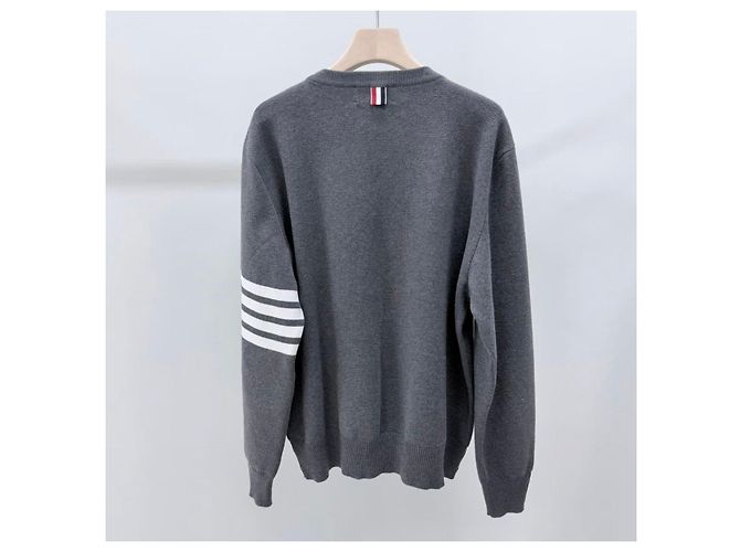 Thom Browne Diagonal gestricktes Armband im Milano-Stich, Grau Braun - Ansicht 5