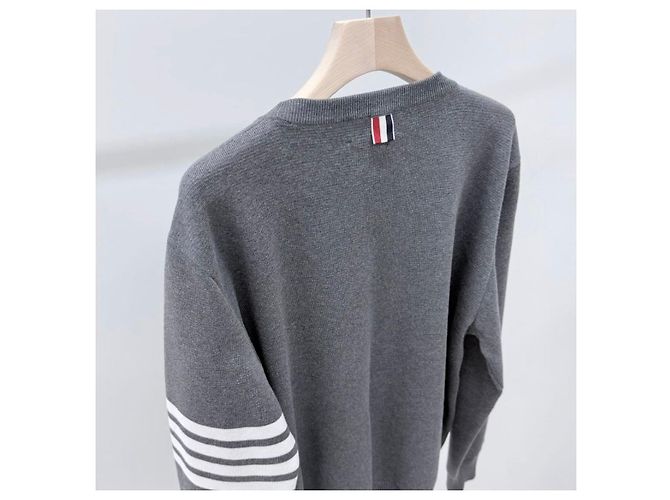 Thom Browne Diagonal gestricktes Armband im Milano-Stich, Grau Braun - Ansicht 6