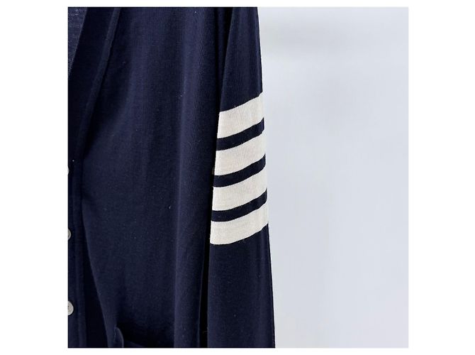 Thom Browne Merino-Wollstrickjacke Navy Blau - Ansicht 2