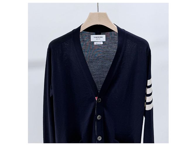 Thom Browne Merino-Wollstrickjacke Navy Blau - Ansicht 3