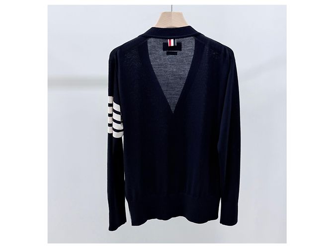 Thom Browne Merino-Wollstrickjacke Navy Blau - Ansicht 5