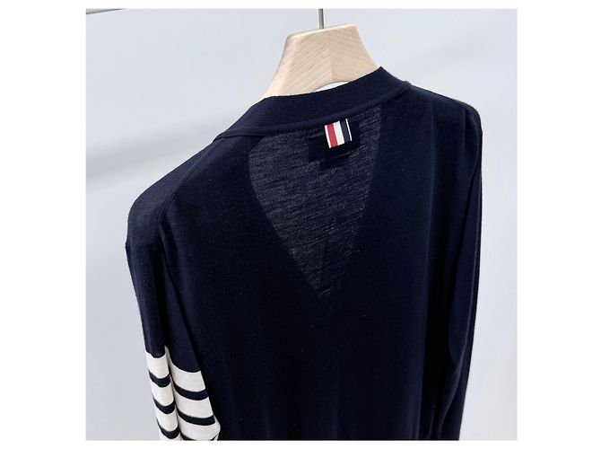 Thom Browne Merino-Wollstrickjacke Navy Blau - Ansicht 6