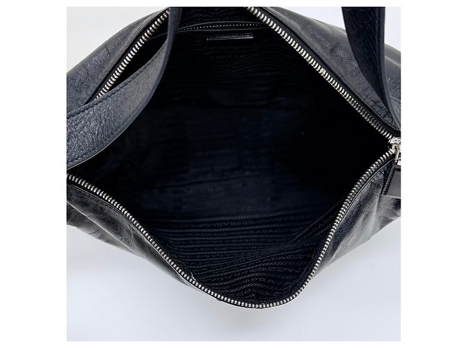 Prada Borsa a tracolla in pelle con logo triangle nero - vista 6