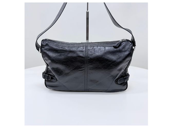 Prada Borsa a tracolla in pelle con logo triangle nero - vista 8