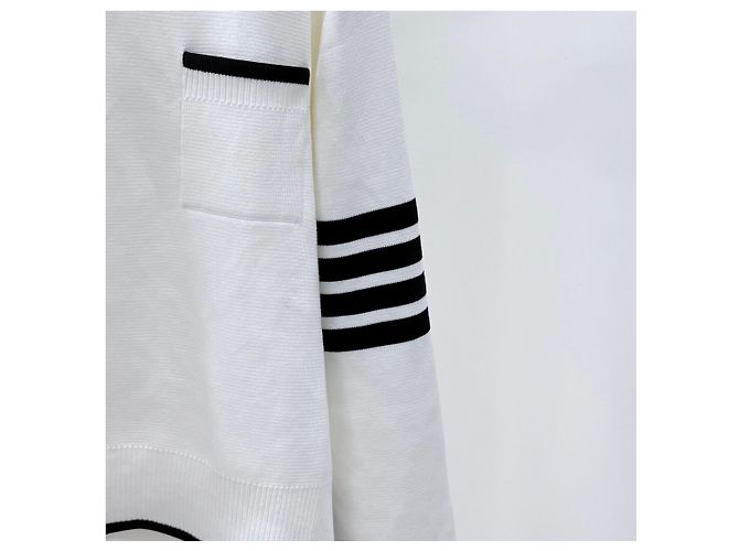 Thom Browne Milano-Strick mit diagonalem Streifen weiß - Ansicht 2