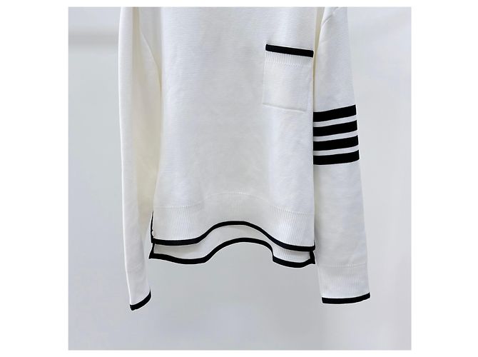 Thom Browne Milano-Strick mit diagonalem Streifen weiß - Ansicht 4