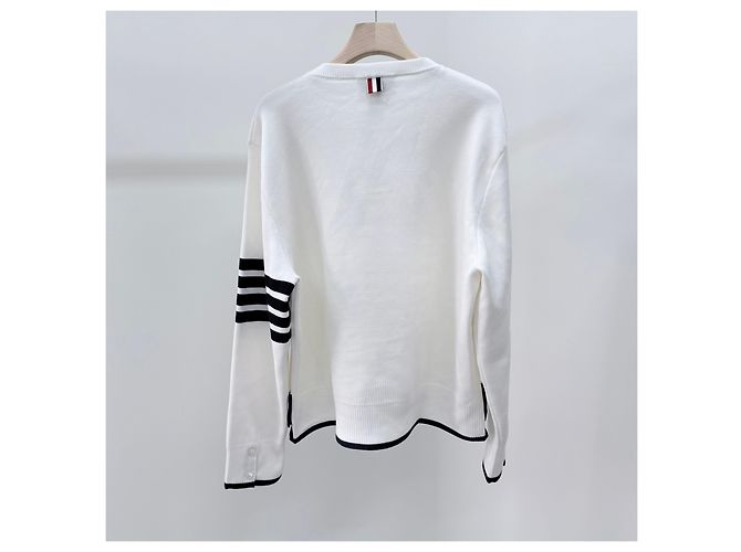 Thom Browne Milano-Strick mit diagonalem Streifen weiß - Ansicht 5