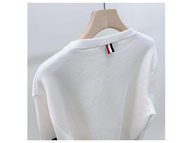 Thom Browne Milano-Strick mit diagonalem Streifen weiß - Ansicht 6