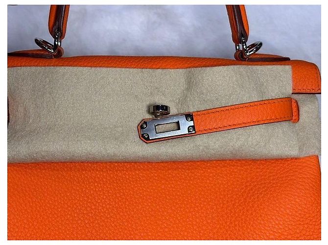 Hermès Borsa Kelly in Epsom Arancione con stampa argento (Nuovo) - vista 10