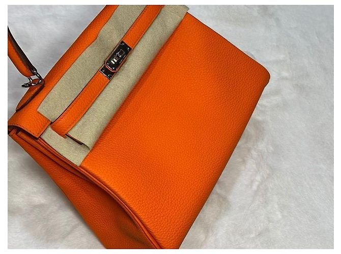 Hermès Borsa Kelly in Epsom Arancione con stampa argento (Nuovo) - vista 4