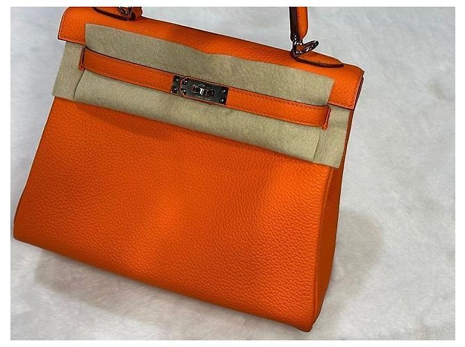 Hermès Borsa Kelly in Epsom Arancione con stampa argento (Nuovo) - vista 5