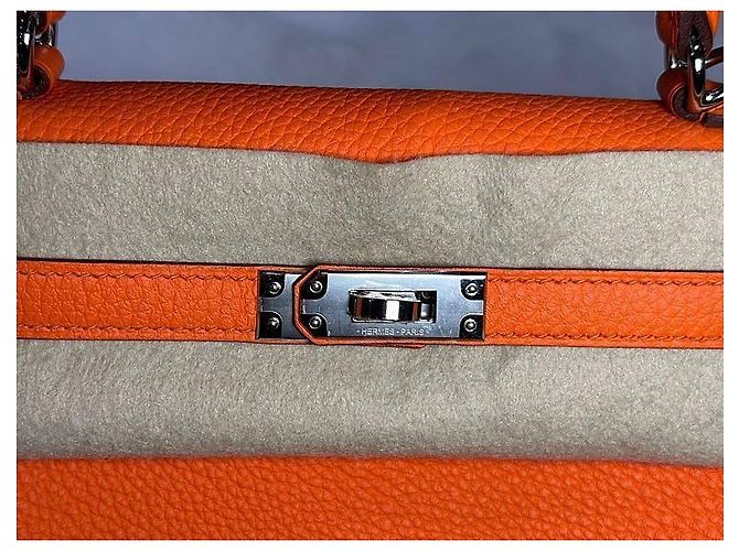 Hermès Borsa Kelly in Epsom Arancione con stampa argento (Nuovo) - vista 8