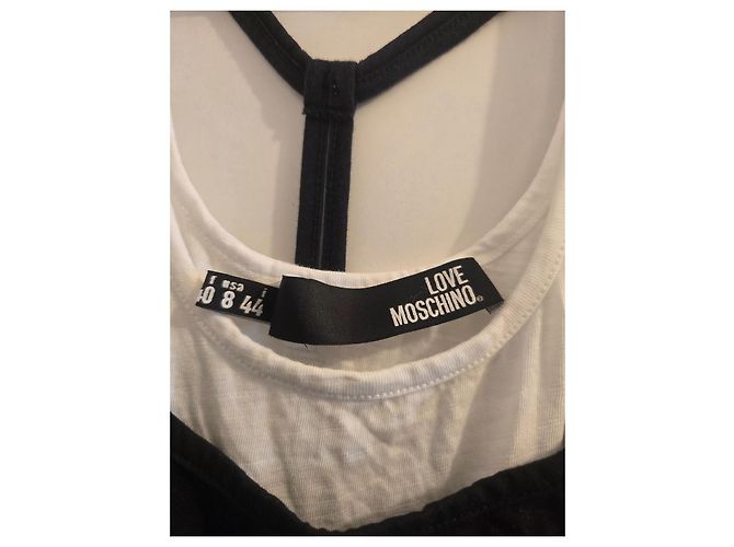 Top de algodón Love Moschino estampado de Paz y Flor Negro Blanco Amarillo - vista 3