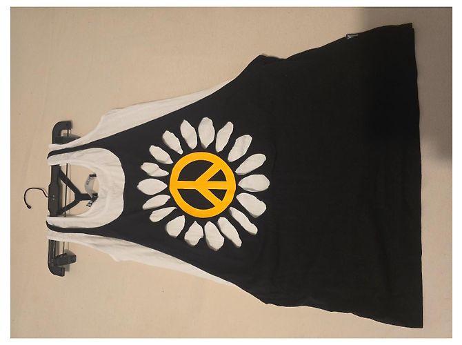 Top de algodón Love Moschino estampado de Paz y Flor Negro Blanco Amarillo - vista 7