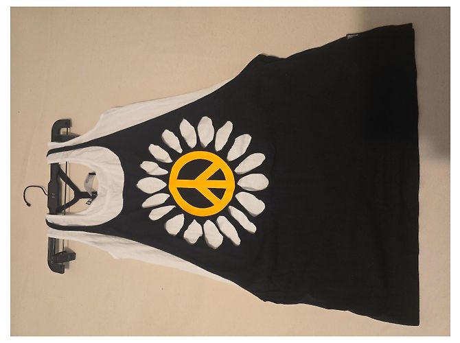 Top de algodón Love Moschino estampado de Paz y Flor Negro Blanco Amarillo - vista 8