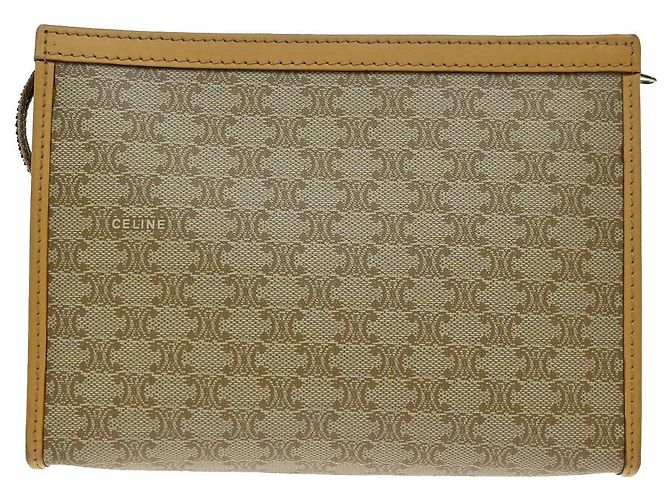 Céline Pochette Celine Macadam in tela e pelle Beige - vista 2