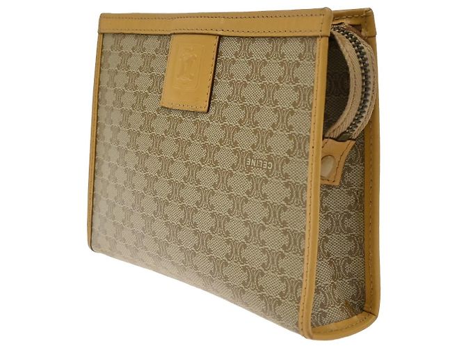 Céline Pochette Celine Macadam in tela e pelle Beige - vista 3