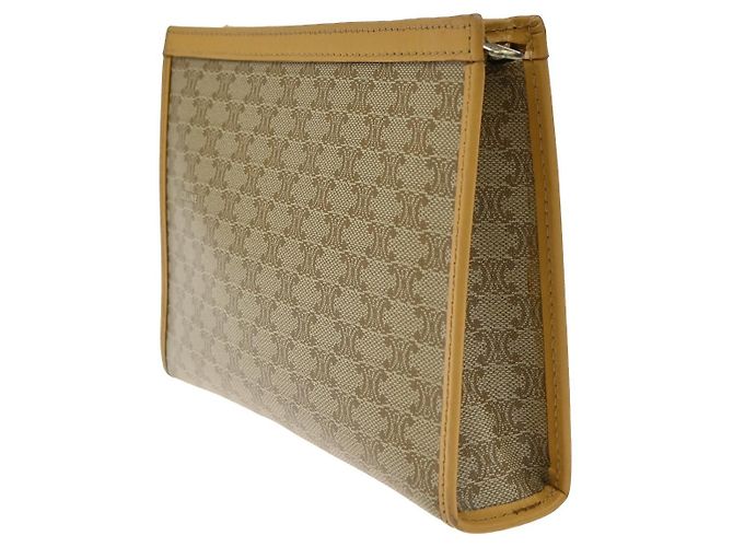 Céline Pochette Celine Macadam in tela e pelle Beige - vista 4