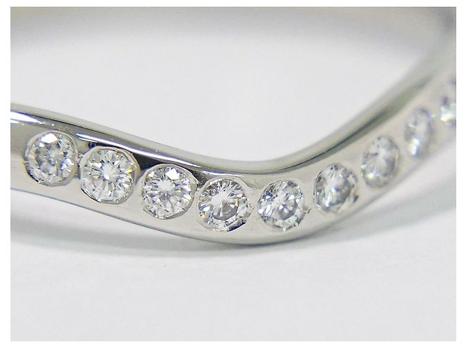 Fede curva Tiffany & Co. Elsa Peretti in platino con diamanti - vista 5