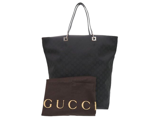 Gucci GG Pattern Nylon Leder Schwarze Tote Bag - Ansicht 2