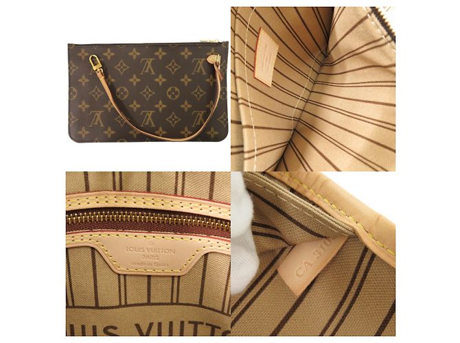 Borsa Louis Vuitton Neverfull MM con Pouch Marrone - vista 9