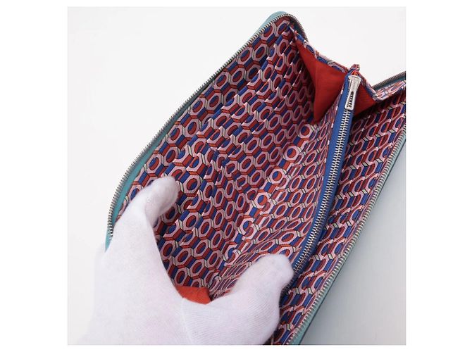 Hermès Hermes Azap Long Wallet aus hellblauem Leder - Ansicht 4