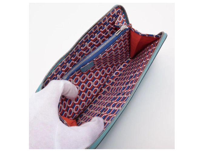 Hermès Hermes Azap Long Wallet aus hellblauem Leder - Ansicht 5