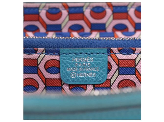 Hermès Hermes Azap Long Wallet aus hellblauem Leder - Ansicht 7