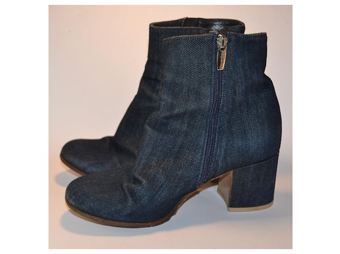 Gianvito Rossi Botines de denim azul con tacón - vista 2