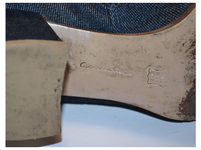 Gianvito Rossi Botines de denim azul con tacón - vista 6