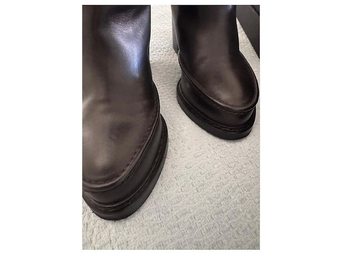 Ann Demeulemeester Schwarze Leder Plateaustiefel Overknee Größe 39 - Ansicht 10