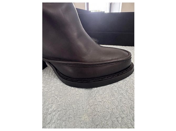 Ann Demeulemeester Schwarze Leder Plateaustiefel Overknee Größe 39 - Ansicht 13