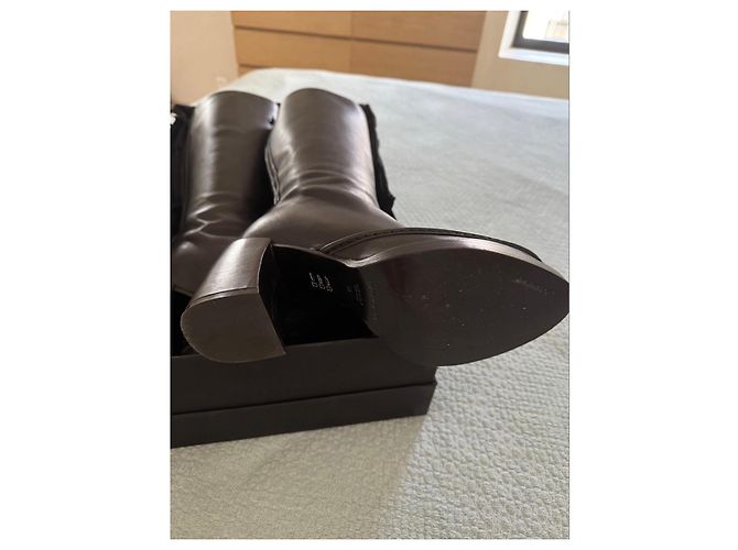 Ann Demeulemeester Schwarze Leder Plateaustiefel Overknee Größe 39 - Ansicht 2