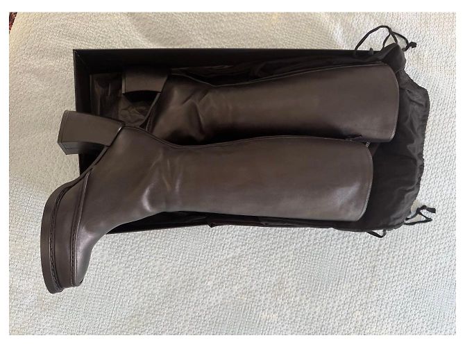 Ann Demeulemeester Schwarze Leder Plateaustiefel Overknee Größe 39 - Ansicht 3