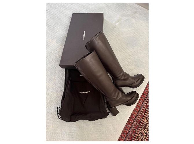Ann Demeulemeester Schwarze Leder Plateaustiefel Overknee Größe 39 - Ansicht 9
