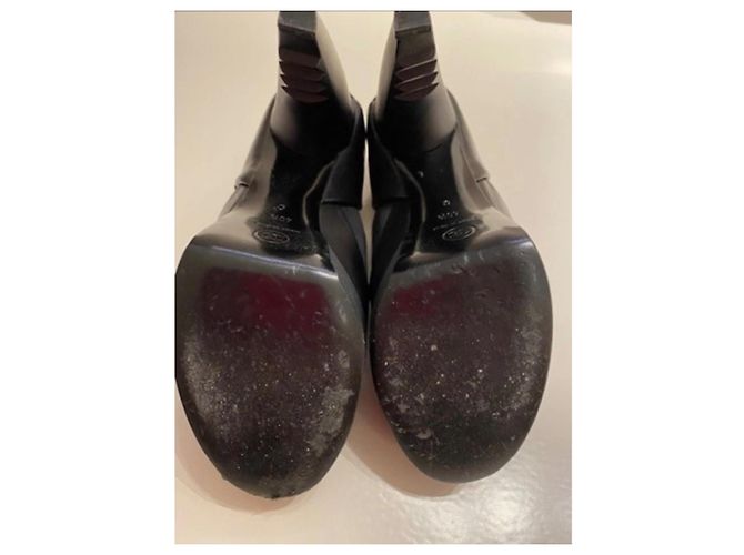 Décolleté con plateau in pelle nera e tessuto Chanel Nero - vista 3