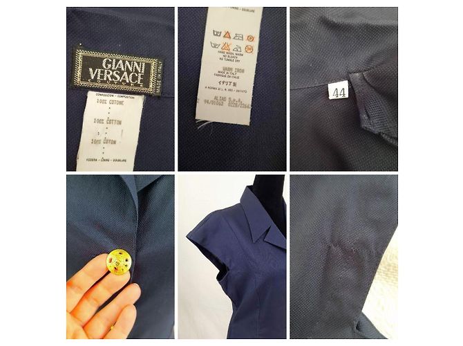 Gianni Versace Couture camicia navy blue 1990s Blu navy - vista 10