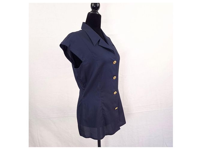 Gianni Versace Couture camicia navy blue 1990s Blu navy - vista 4