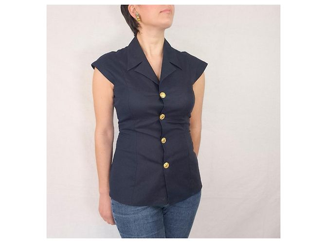 Gianni Versace Couture camicia navy blue 1990s Blu navy - vista 6