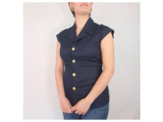 Gianni Versace Couture camicia navy blue 1990s Blu navy - vista 7