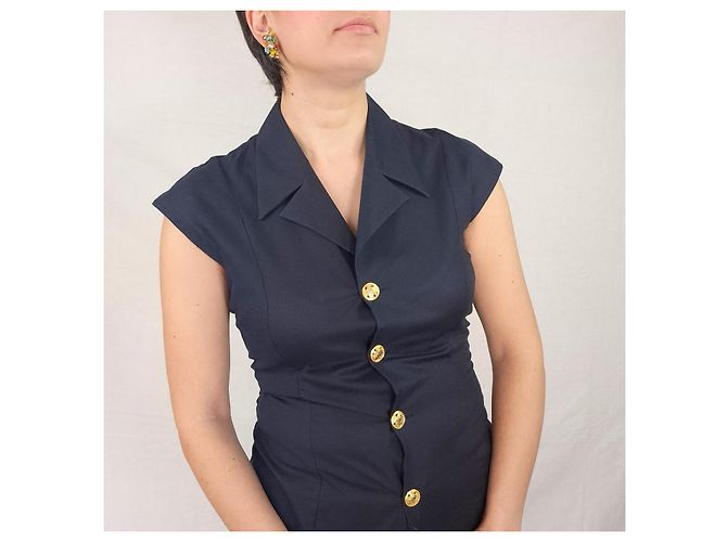 Gianni Versace Couture camicia navy blue 1990s Blu navy - vista 9