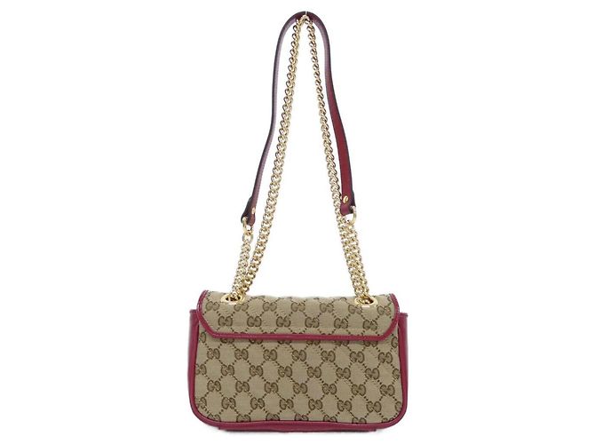 Borsa a tracolla Gucci GG Marmont 446744 HVKEG Rosso Beige - vista 2