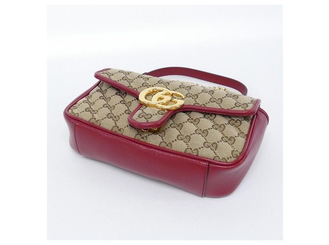 Borsa a tracolla Gucci GG Marmont 446744 HVKEG Rosso Beige - vista 3