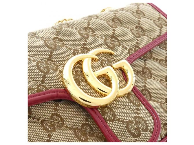 Borsa a tracolla Gucci GG Marmont 446744 HVKEG Rosso Beige - vista 4