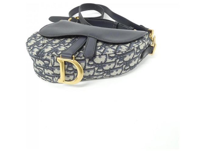 Christian Dior DIOR OBLIQUE Saddle Mini Shoulder Bag Blu - vista 3