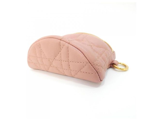 Pochette Christian Dior Caro in pelle di vitello rosa - vista 3