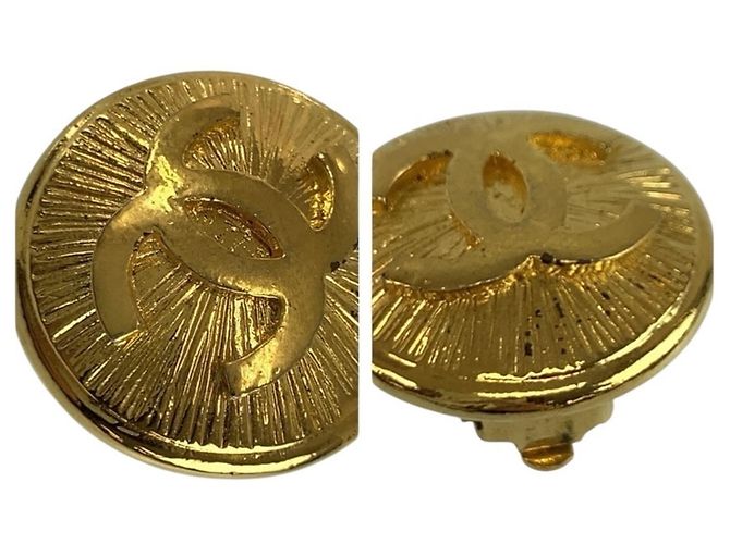 CHANEL Vintage Coco Mark Ohrringe vergoldet Golden - Ansicht 6