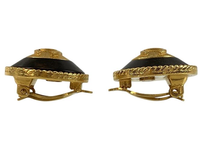 Orecchini CHANEL Coco Mark placcati in legno nero e oro per donna - vista 5
