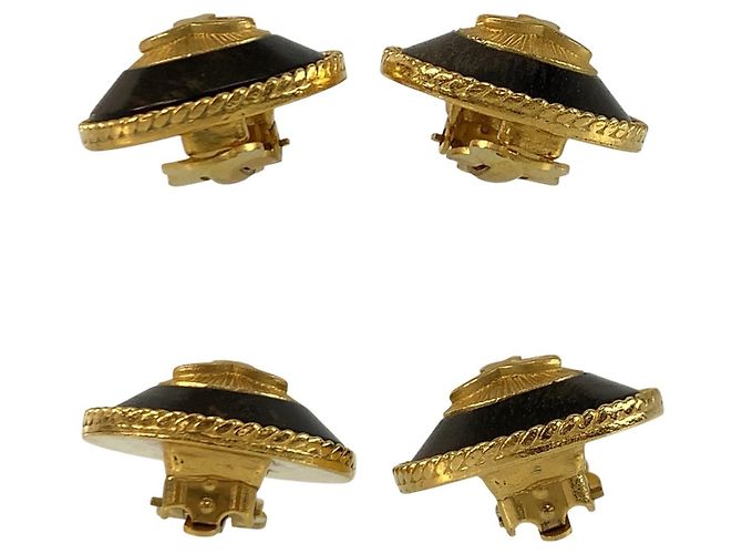 Orecchini CHANEL Coco Mark placcati in legno nero e oro per donna - vista 6